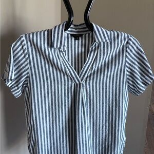 Banana Republic Navy and White Linen Blend Shirt